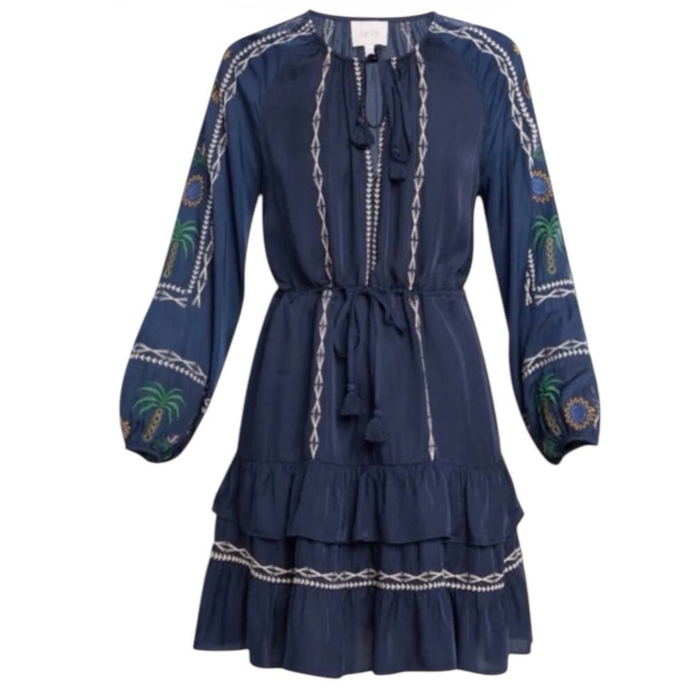 Johnny Was Jade NWT Lexie Tiered Dress A Line Sz S Embroidered Long Slv Boho